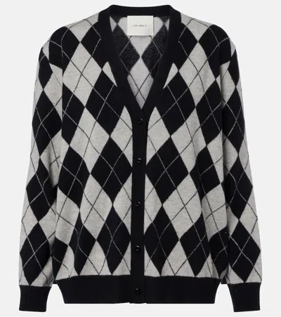 Lisa Yang Raelyn Argyle Cashmere Cardigan In Black