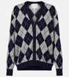 Lisa Yang Raelyn Argyle Cashmere Cardigan In Blue