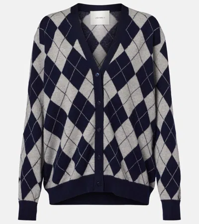Lisa Yang Raelyn Argyle Cashmere Cardigan In Blue