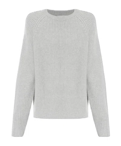 Lisa Yang Raglan-sleeve Crew-neck Sweater In White