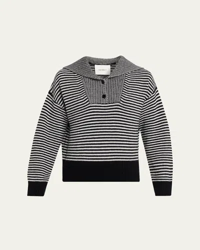 Lisa Yang Ranelle Striped Cashmere Sailor Sweater In Gray