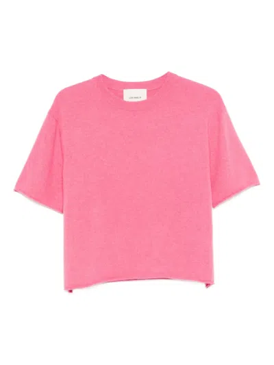 Lisa Yang Raw-hem Short-sleeve Sweater In Pink