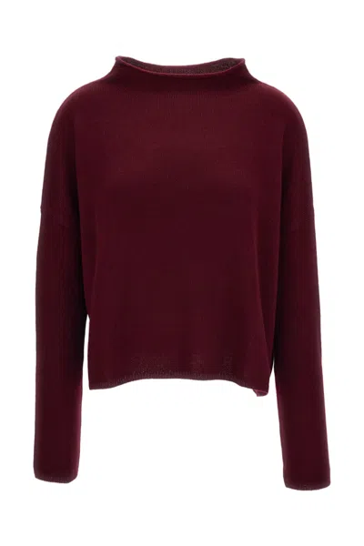 Lisa Yang Heavy-knit Mock-neck Sweater In Burgundy