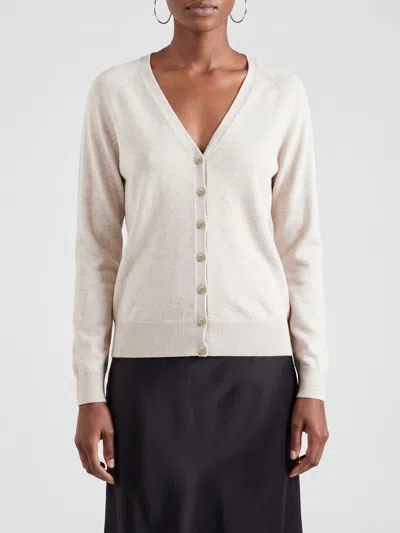Lisa Yang Relaxed Fit Pure Cashmere V-neck Cardigan In White
