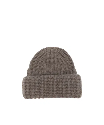 Lisa Yang Ribbed Beanie In Brown