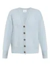 Lisa Yang Ribbed Button Cardigan In Blue