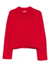 Lisa Yang Red Ribbed Crewneck Wool Sweater In Red