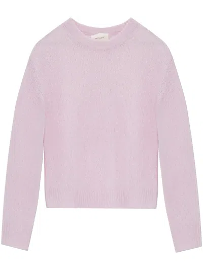 Lisa Yang Sheer Knit Crew Neck Long Sleeve Jumper In Pink