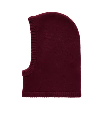 Lisa Yang Ribbed Knit Balaclava In Red