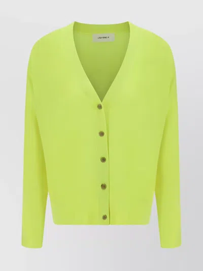 Lisa Yang Ribbed Knit V-neck Cardigan In Green