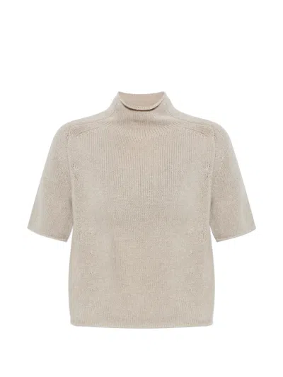 Lisa Yang Ribbed Short-sleeve Knitted Top In Brown