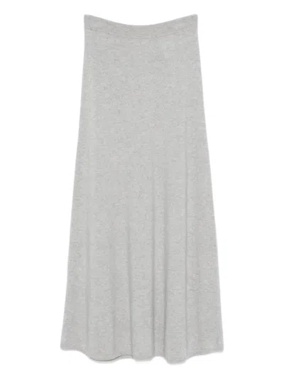Lisa Yang Ribbed-trim Cashmere Skirt In Gray