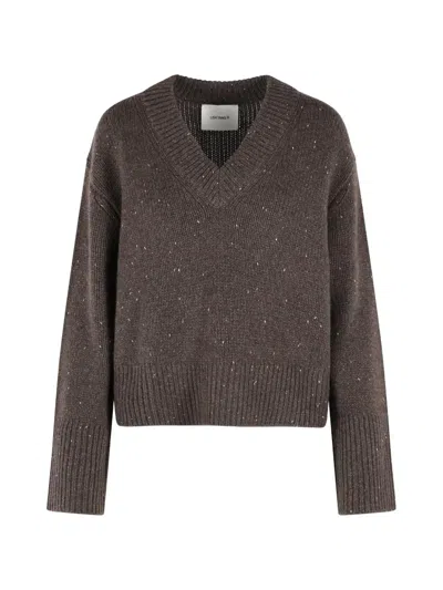 Lisa Yang Ribbed V-neck Sweater In Brown
