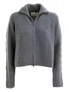 Lisa Yang Ribbed Zip-up Cardigan In Gray
