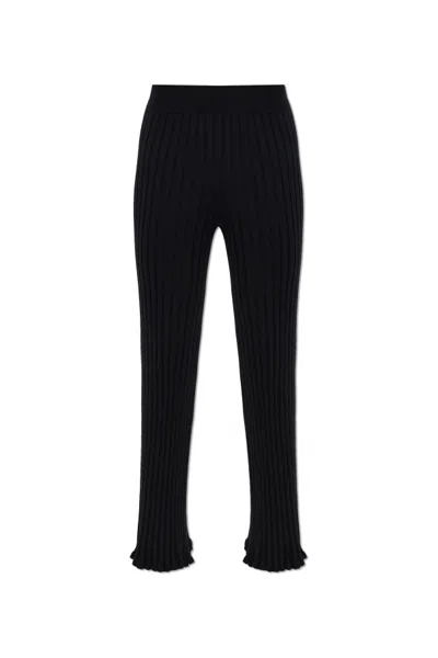 Lisa Yang Ribbed-knit Flared Trousers In Black