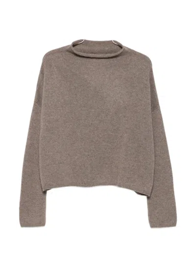 Lisa Yang Ribbed-knit High-neck Jumper In Brown