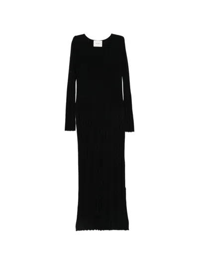 Lisa Yang Ribbed-knit Long-sleeve Maxi Dress In Black