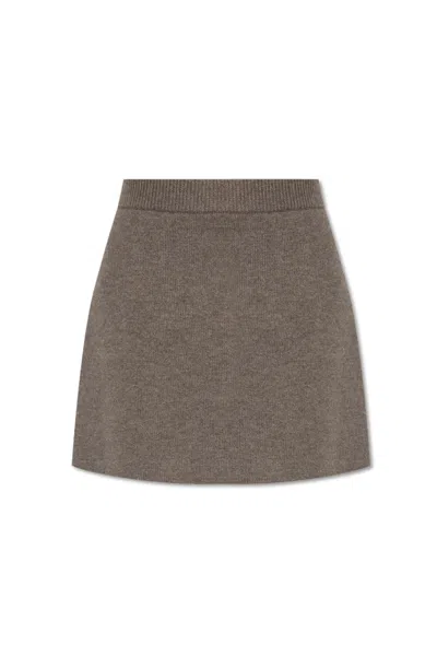 Lisa Yang Ribbed-knit Mini Skirt In Brown