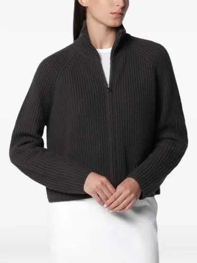Lisa Yang Dark Green Sadie Zip-up Cashmere Cardigan In Black