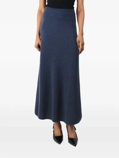 Pre-owned Lisa Yang Ribbed-waistband Maxi Skirt In Blue