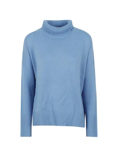 Lisa Yang Roll-neck Drop-shoulder Knit In Blue