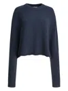 Lisa Yang Cropped Cashmere Sweater With Round Neckline In Blue