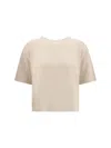 Lisa Yang Short-sleeved Knitted Top In Soft Sand