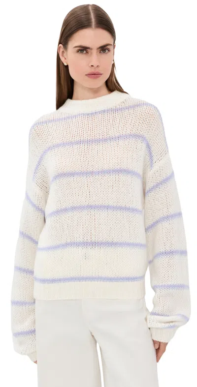 Lisa Yang Sabelle Striped Cashmere Sweater Cream/soft Lavender/sea Breeze