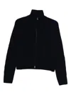 Lisa Yang High-neck Ribbed Knit Cardigan With Metal Zipper In Blue