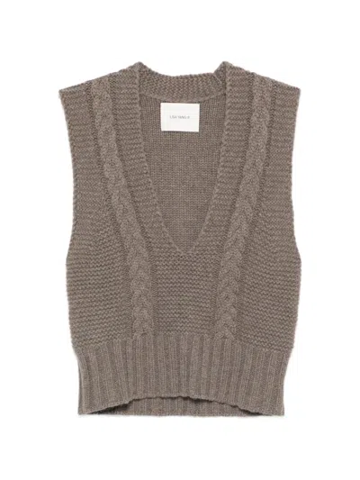 Lisa Yang Sallie Cable-knit V-neck Vest In Gray
