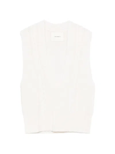 Lisa Yang Sallie Cable-knit V-neck Vest In White