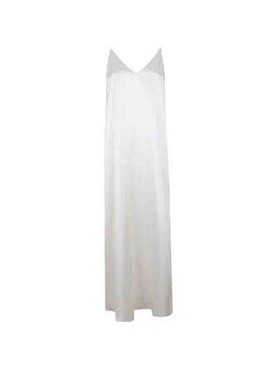 Lisa Yang Satin-finish V-neck Dress In White