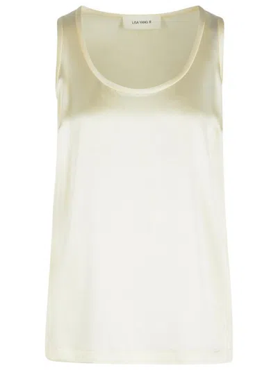 LISA YANG LISA YANG 'SCOOP' IVORY SILK TANK TOP