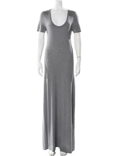 Pre-owned Lisa Yang Scoop Neck Long Dress In Gray