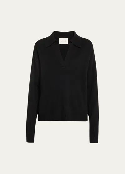 Lisa Yang Serena Cashmere Collared Shirt In Black