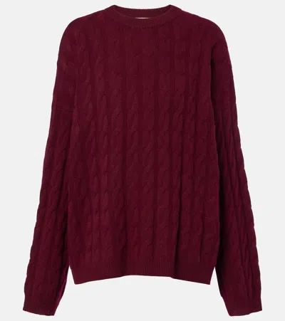 Lisa Yang Seymour Cable-knit Cashmere Sweater In Burgundy