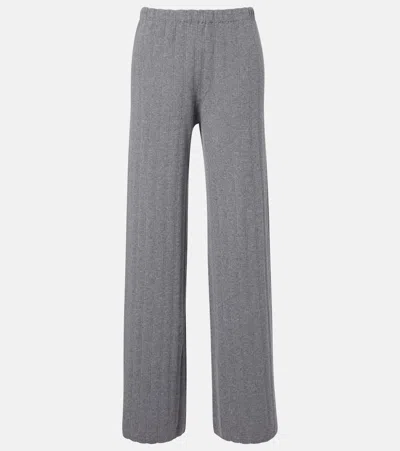 Lisa Yang Shannen Cotton And Cashmere Wide-leg Pants In Gray