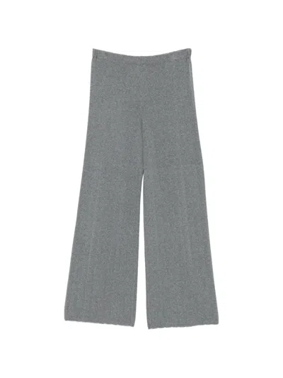 Lisa Yang Shannen Ribbed-knit Straight Trousers In Gray