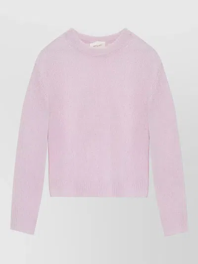 Lisa Yang Cashmere-silk Ribbed Crew Neck Drop-shoulder Sweater In Pink