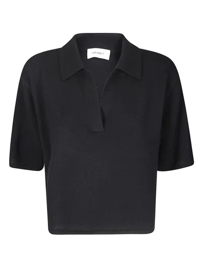 LISA YANG SHORT-FIT CASHMERE TOP WITH V-NECKLINE AND CLASSIC COLLAR
