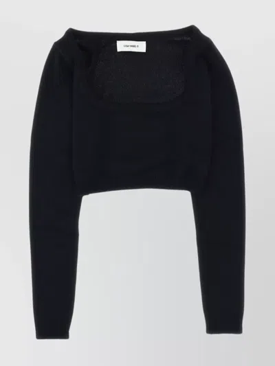 Lisa Yang Short Knit Top Sheer Detail In Black
