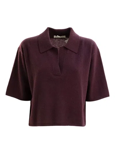 Lisa Yang Short-sleeve Polo Top In Burgundy