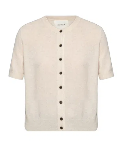 Lisa Yang Short-sleeved Knitted Cardigan In Neutral