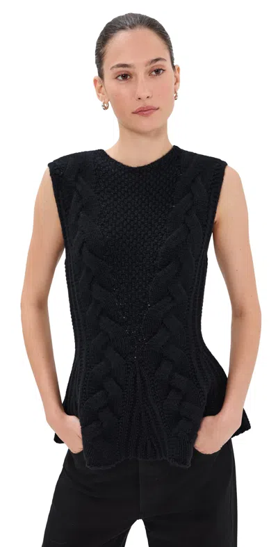 Lisa Yang Signy Cable-knit Top In Black