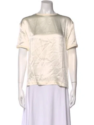 Pre-owned Lisa Yang Silk Bateau Neckline Blouse W/ Tags In Neutral
