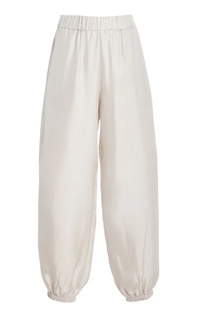 Lisa Yang Silk High-rise Tapered Trousers In Ivory