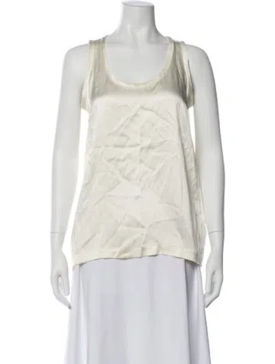 Pre-owned Lisa Yang Silk Scoop Neck Top W/ Tags In Neutral