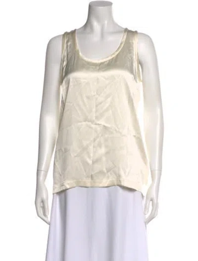 Pre-owned Lisa Yang Silk Scoop Neck Top W/ Tags In Neutral