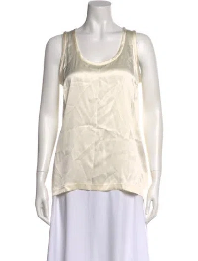 Pre-owned Lisa Yang Silk Scoop Neck Top W/ Tags In Neutral