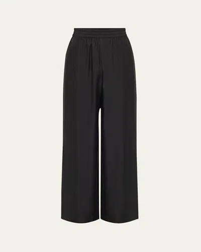 Lisa Yang Silk Twill Wide-leg Trousers In Midnight
